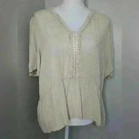 LOVESTITCH Flowy Boho Top with Crochet Trim - Picture 1 of 9